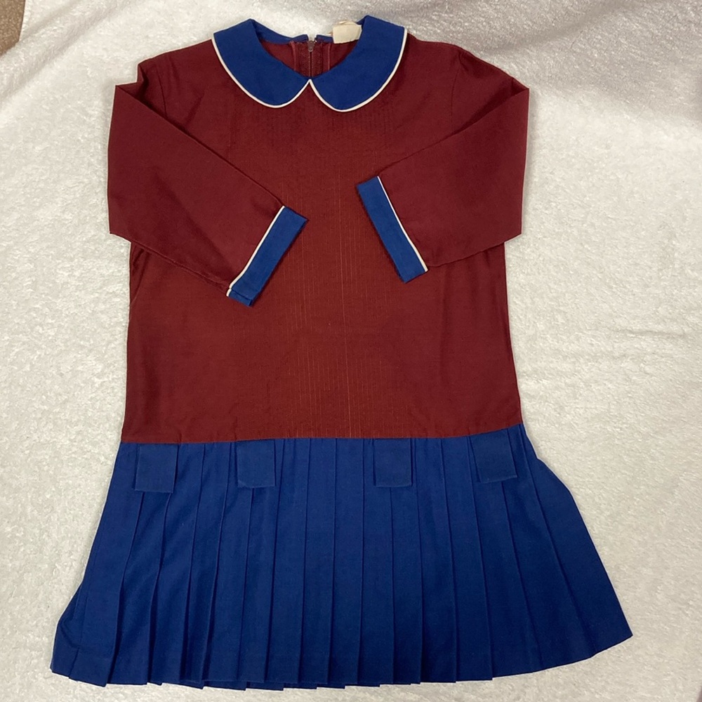 Arlene Airess 70’s school girl pleated skirt 3/4 sleeve Peter pan collar size 7